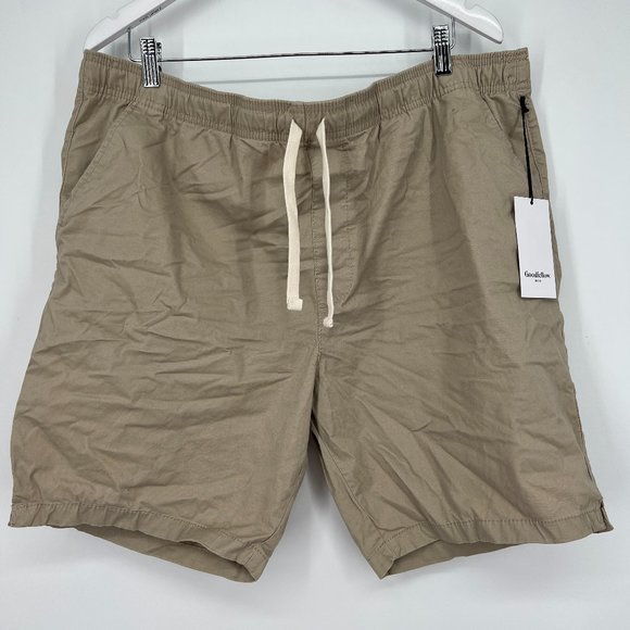 Goodfellow & Co Men's 8" Everday Pull-On Drawstring Mid Rise Shorts Khaki XL NWT - Picture 3 of 7